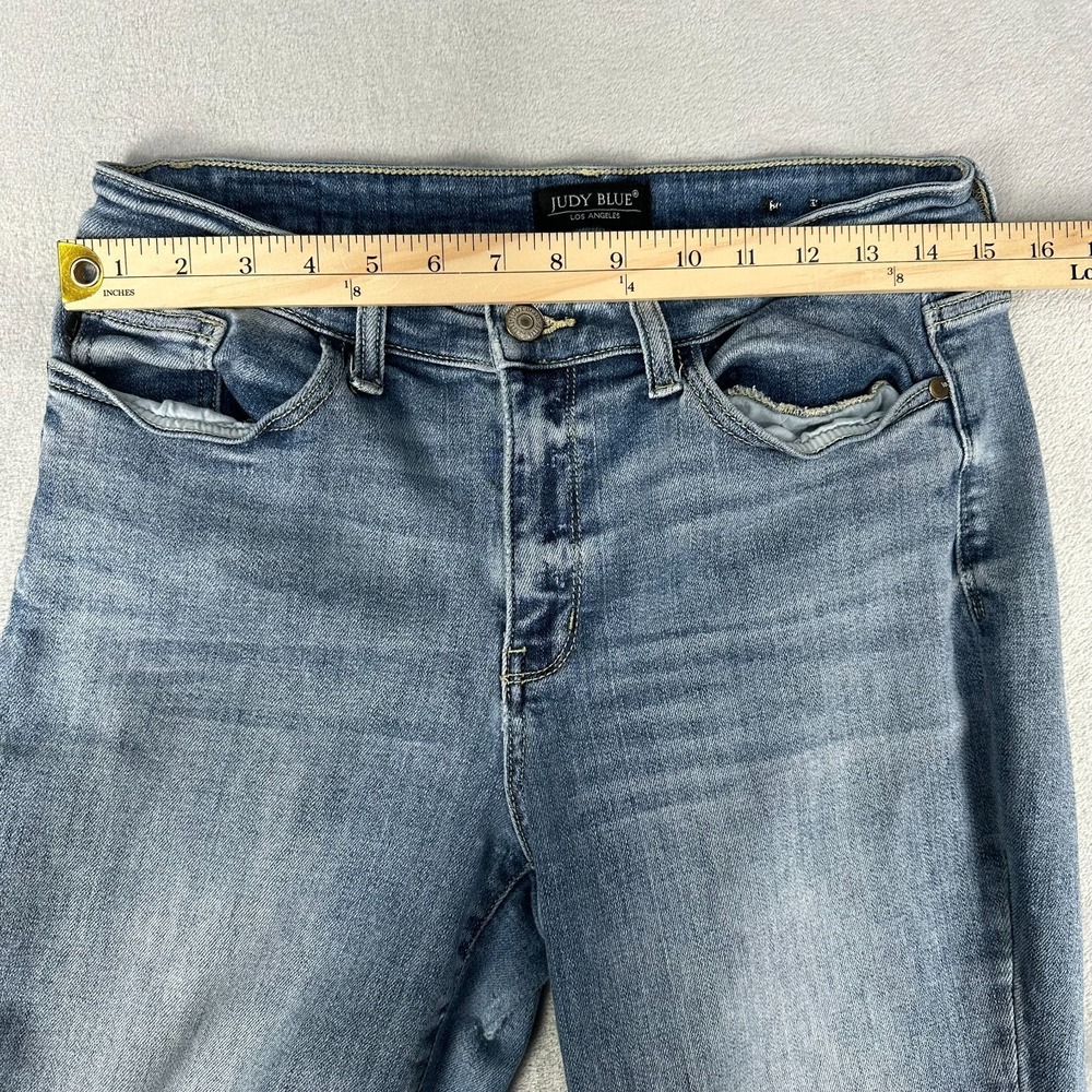 JUDY BLUE Boyfriend Fit Jeans Women's 9/29 Medium Wash Distressed - Picture 11 of 16